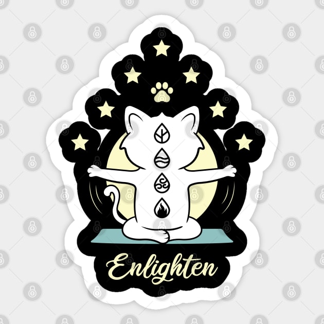 Enlighten Cat Doing Meditations Sticker by VecTikSam